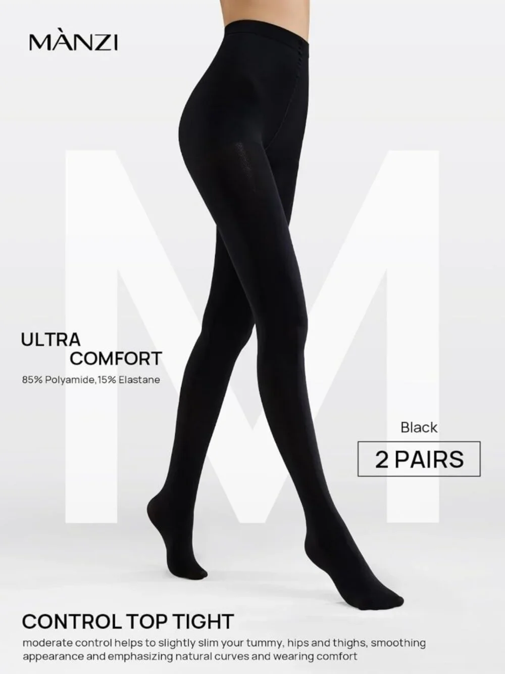 Opaque Control Top Tights - 2-6 Pairs Comfort Stretch 70 Denier Pantyhose